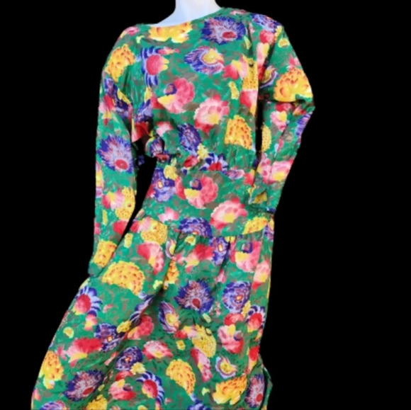 Carol Horn 80s Floral dress 6 - Picture 3 of 16
